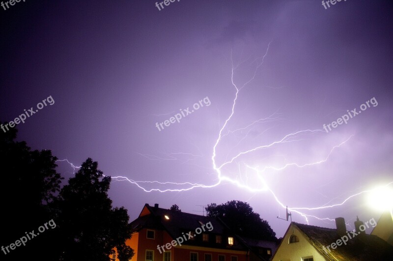 Thunderstorm Night Erding Sky Flash