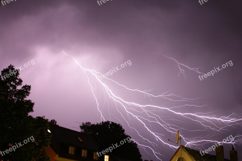 Thunderstorm Night Erding Sky Flash