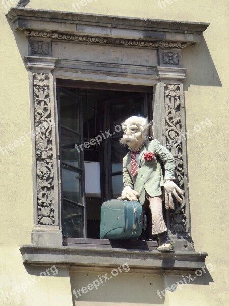 Window Shutters Lover Figure Suitcase Escape