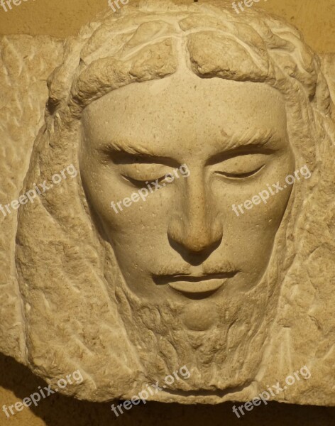 Sculpture Relief Head Figure Stone