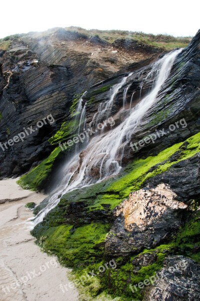 Beach Of The Cathedrals Waterfalls Green Water Nature