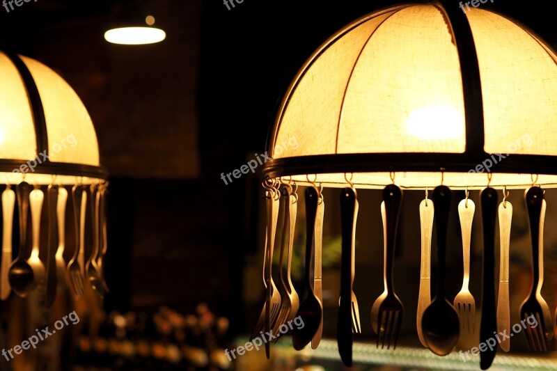 Lamp Spoon Fork Restaurant Sofitel Laso