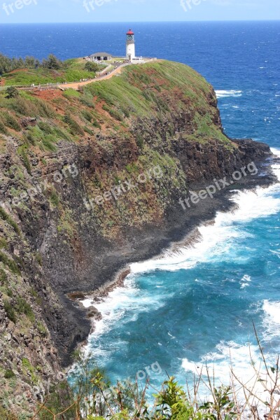 Lighthouse Headland Hawaii Kauai Island