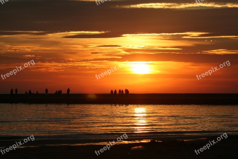 Sunset People Evening Summer Lake