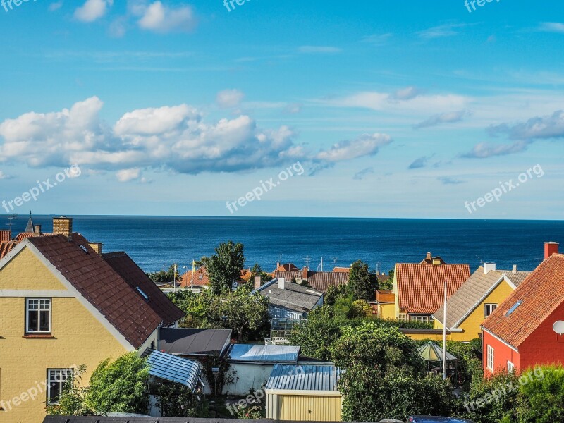 Denmark Europe Bornholm Sea Roof Tops