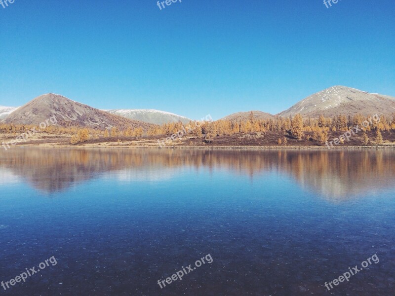 Water Mountain Sunny Landscape Mountain Lake