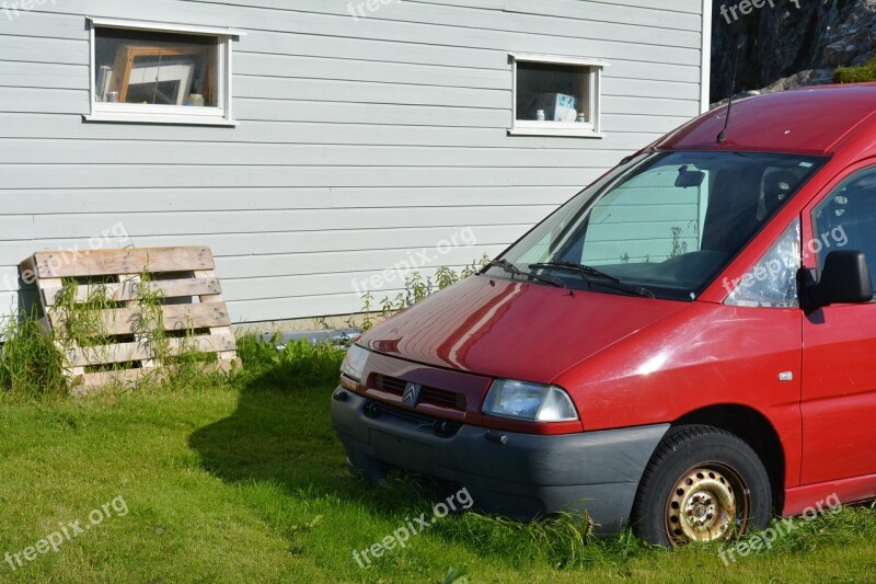 Car Red House Red Car Auto