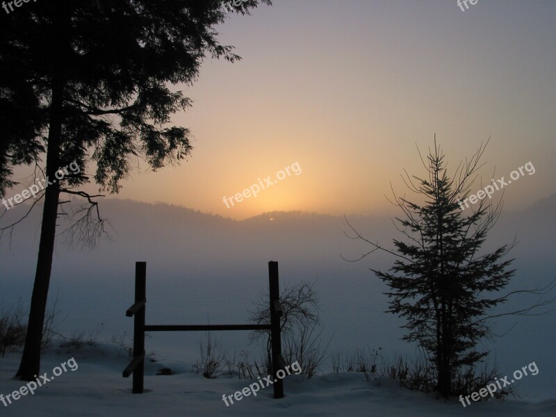 Sunrise Snow Cold Isolated Winter