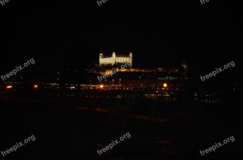 Bratislava Castle Slovakia Dark Night