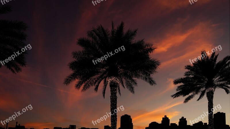 Dusk Dubai Sky Farbenspiel Clouds