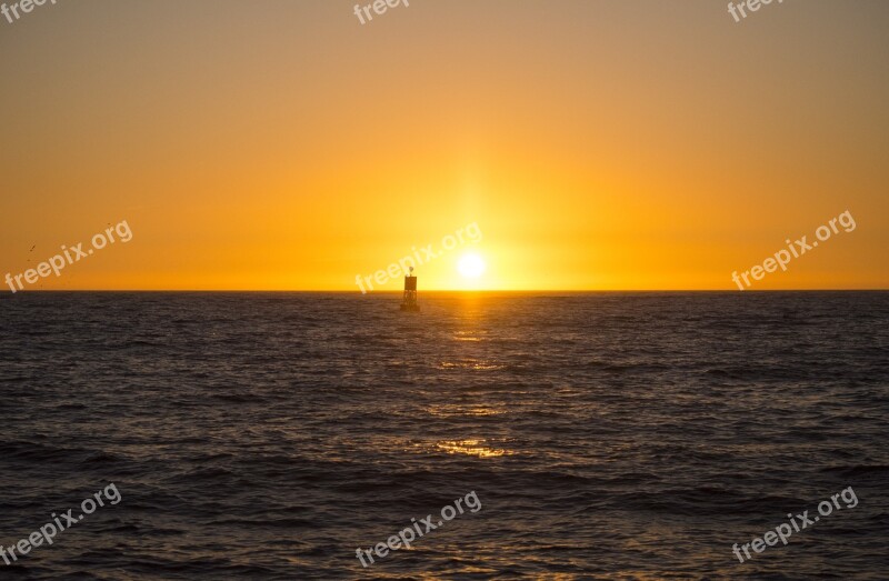 Sunset Ocean Sea Water Horizon