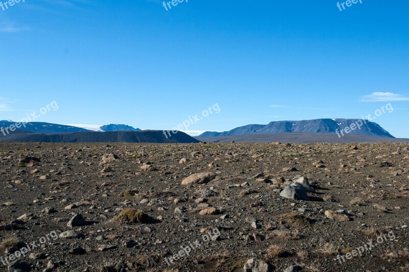 Rocks Mountains Blue Sky Landscape Iceland