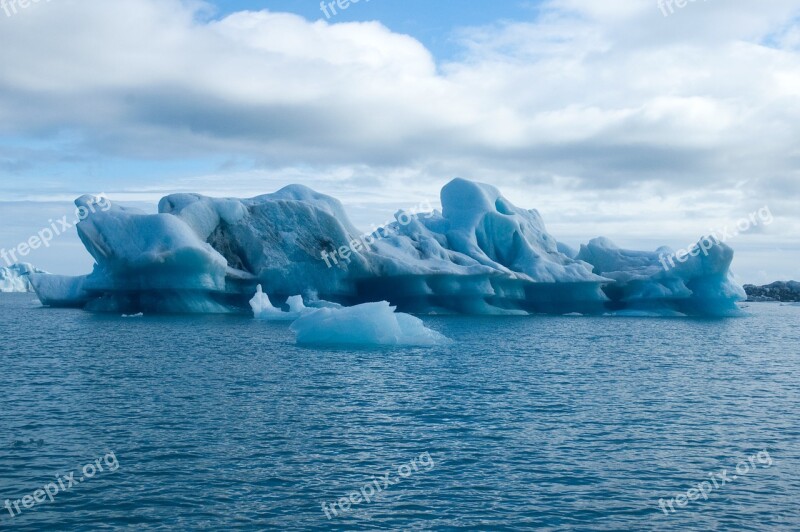 Ice Blue White Clouds Lake