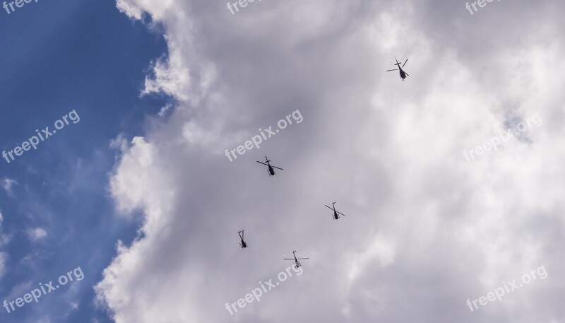 Helicopters Aircraft Five 5 Flying