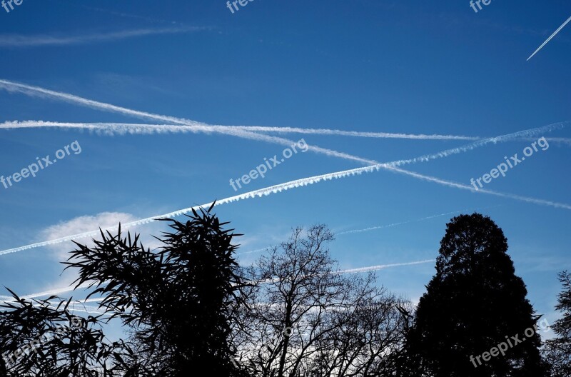 Contrail Aircraft Sky Mysterious Free Photos