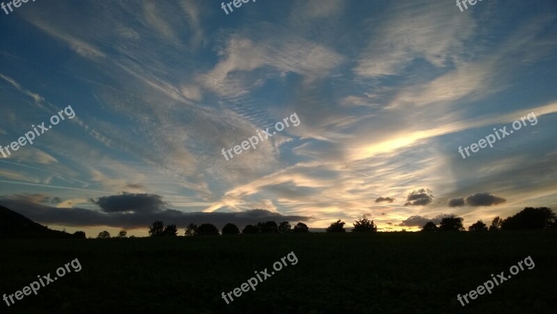 Sunset Sauerland Backlighting Nature Sky