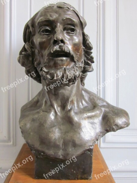 Saint John The Baptist Rodin Bust Bronze Sculpture