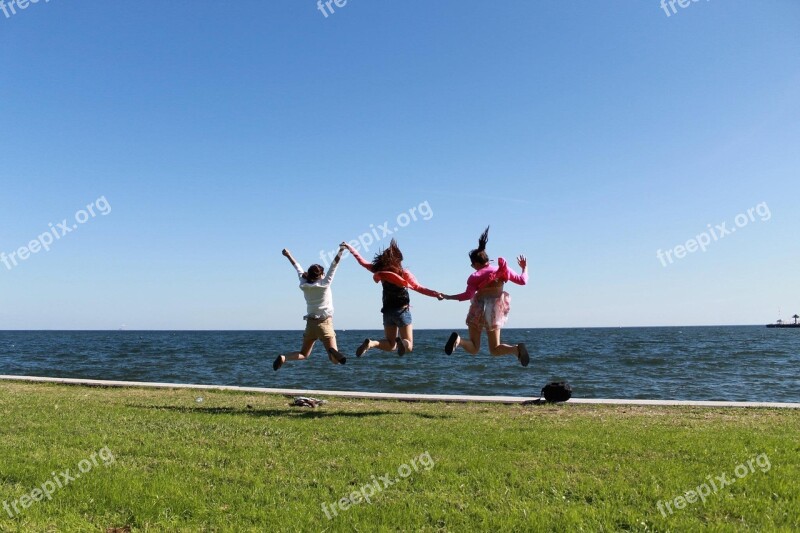 Jump Girls Happy Joy Summer