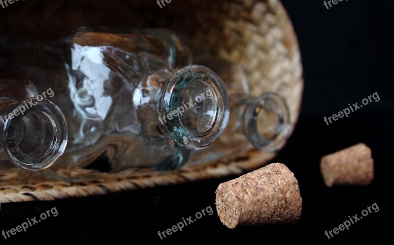 Bottles Plugs Glass Basket Still Life