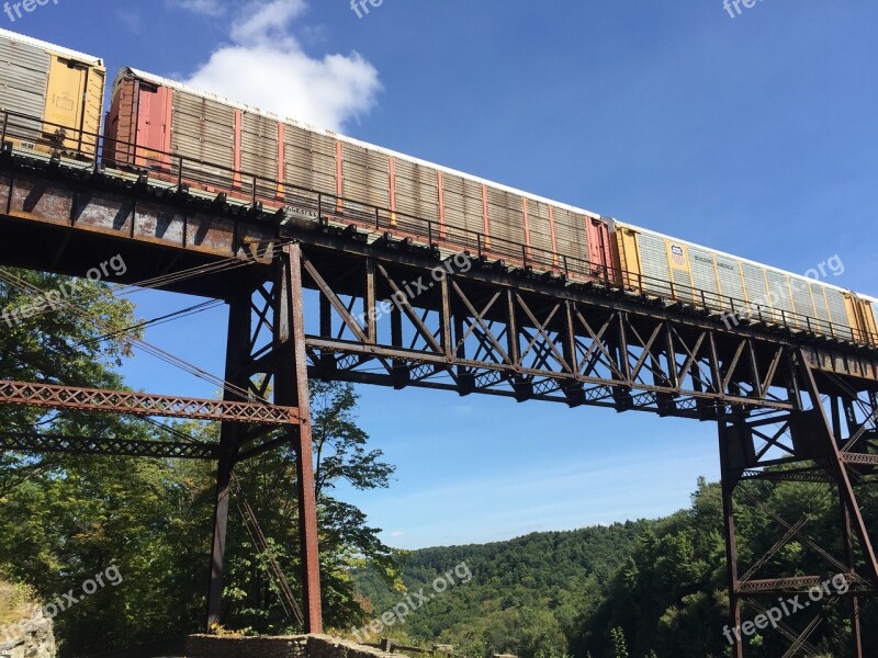 Train Bridge Transportation Rail Railroad