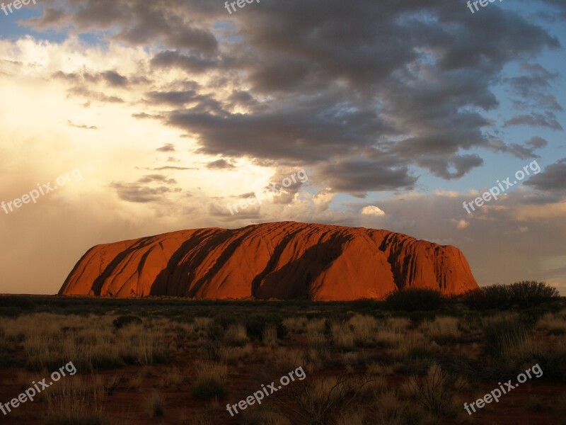 Ayers Rock Uluru Australian Outback Sunset Australia