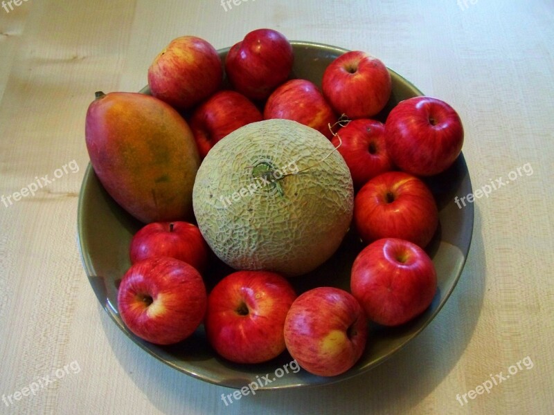 Fruit Bowl Red Apples Mixed Fruit Free Photos