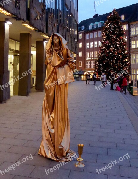 Christmas Market Figure Gilded Christmas Night Photograph