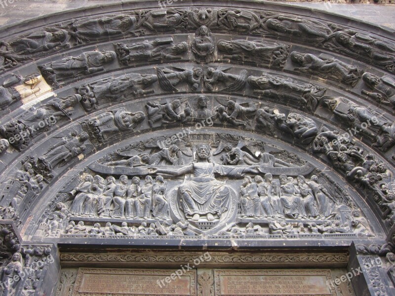 Basilica Of St Denis Tympanum Voussoirs Gothic Paris