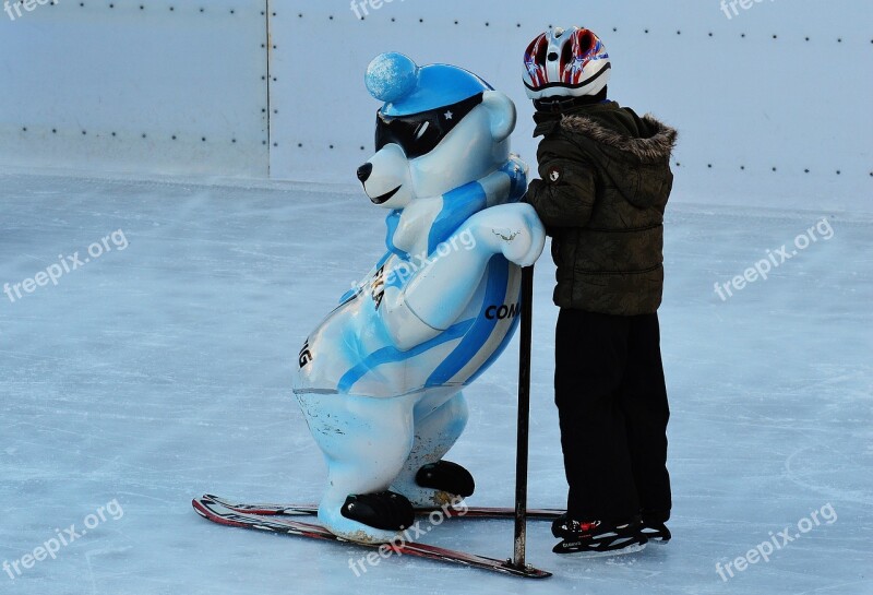 Child Skating Ice Skating Fun Driving Help