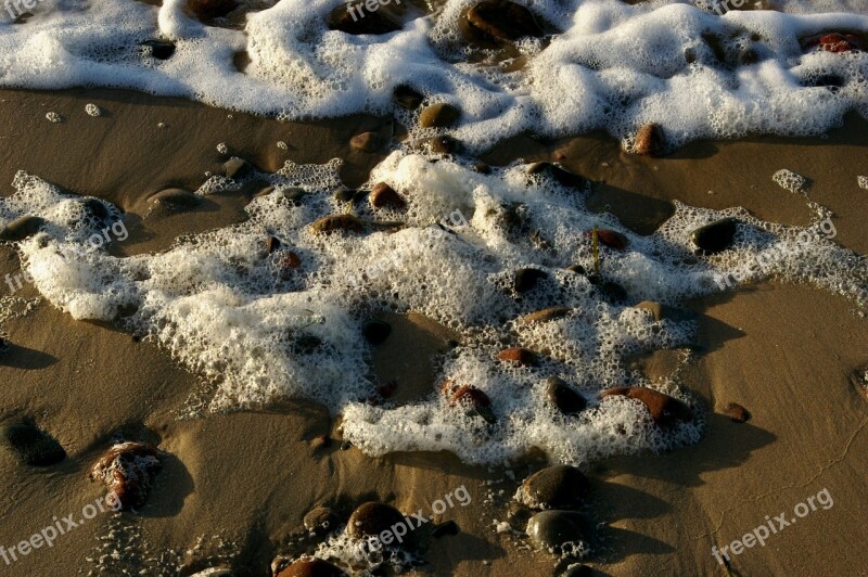 Foam Stones Beach Sea Water