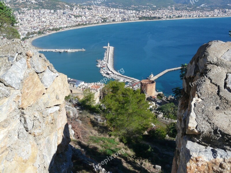 Alanya Turkey Port Red Tower Sea