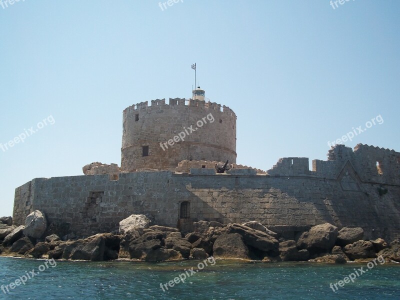 Rhodos Greece Castle Island Landscape