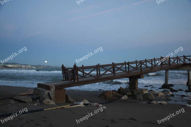 Sand Bridge Sand Stones Streetlights Free Photos