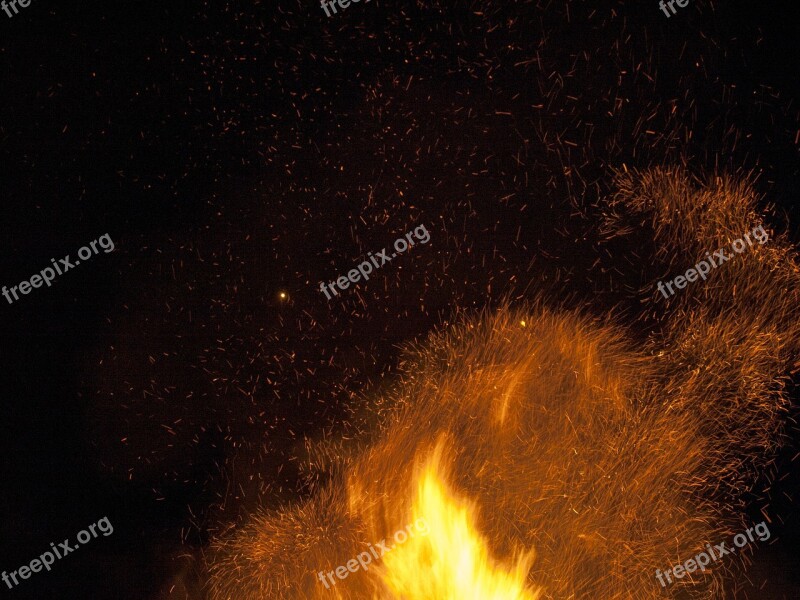 Fire Sparks Night Flame Blazing