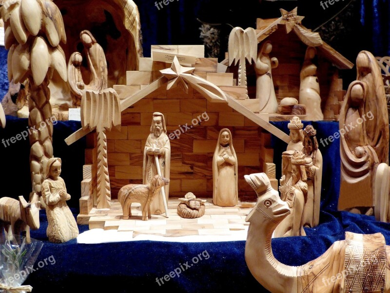 Christmas Market Christmas Crib Figures Wood Wood Carving Nativity Scene