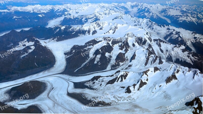 Alaska Glacier Ice Aerial View Nature