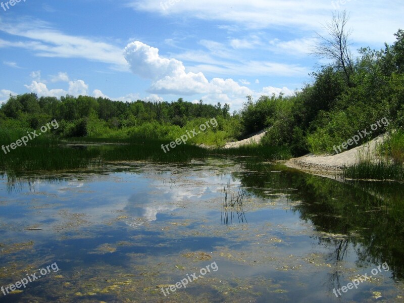 Grand Beach Lagoon Lake Winnipeg Reflection Clouds