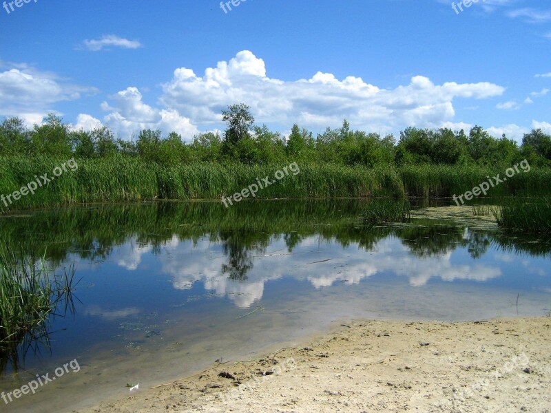 Grand Beach Lagoon Lake Winnipeg Reflection Clouds