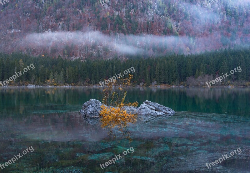 Fall Autumn Mysterious Lake Misty