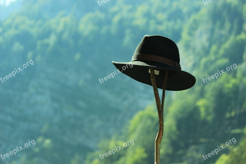 Hat Insert Mountains Landscape Hiking