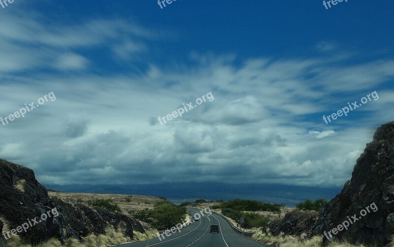 Freeway Highway Sky Clouds Road