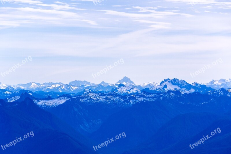 Mountain Range Peaks Sharp Landscape