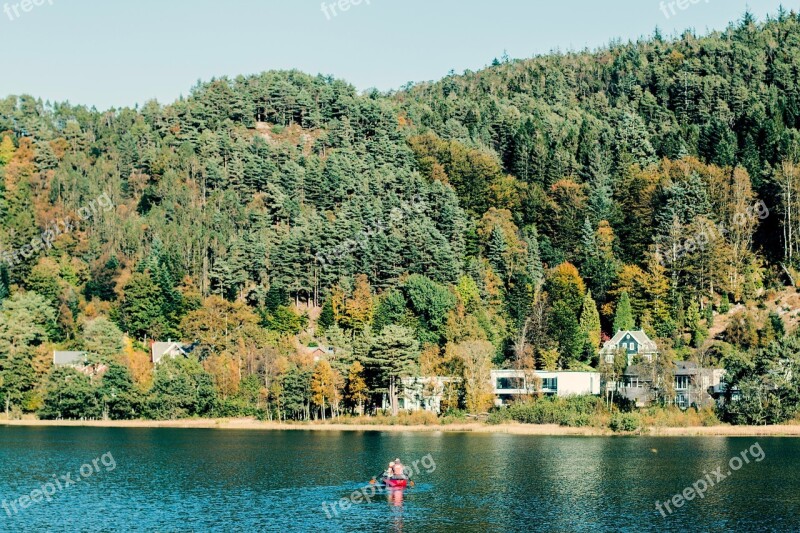 Lake Boat Fall Rowing Water