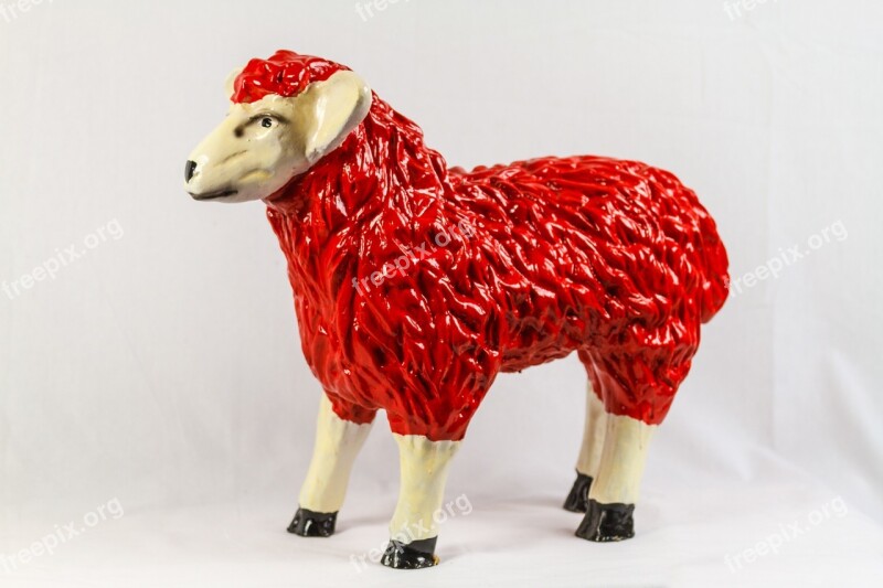 Sheep Red Deco Gartendeko Figure