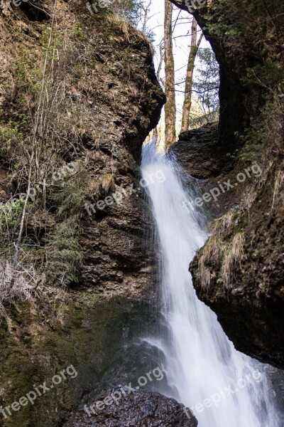 Waterfall Outward Anger Waterfalls Forest Bach Trees