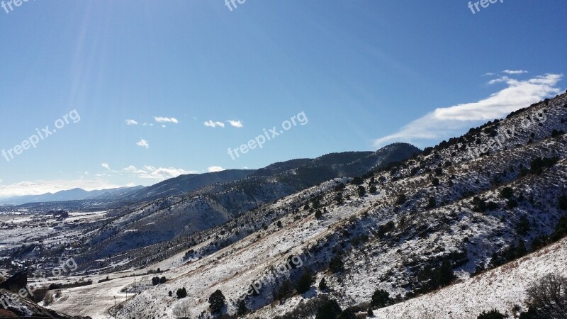 Sky Blue Mountains Snow Sunny