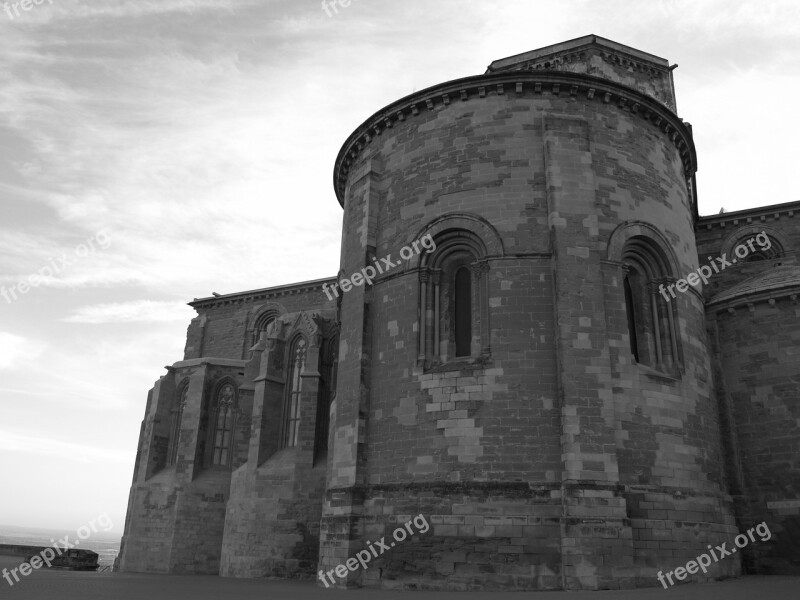 Catalonia Church Castle B W Medieval