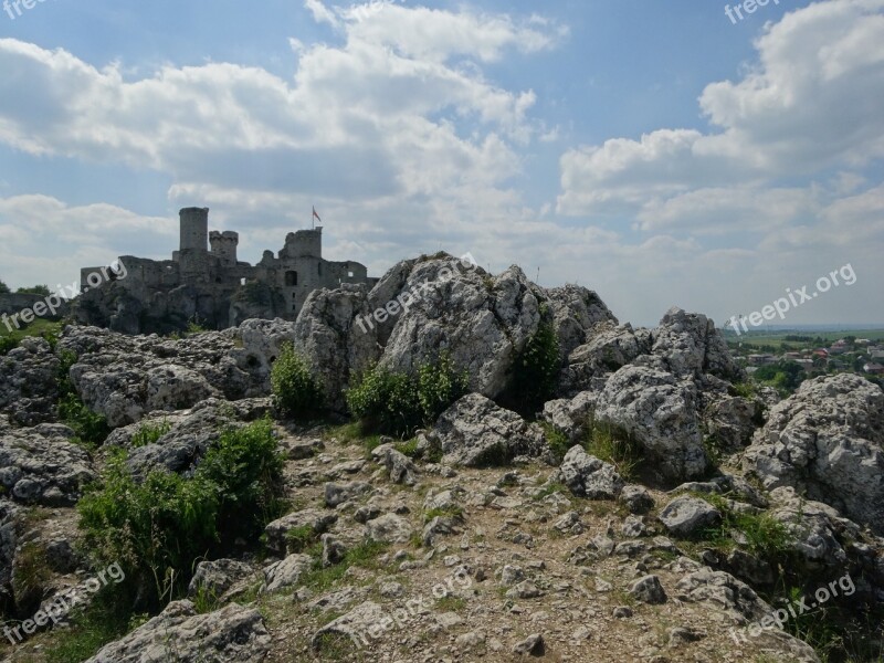 Ogrodzieniec Poland Castle Rocks The Ruins Of The