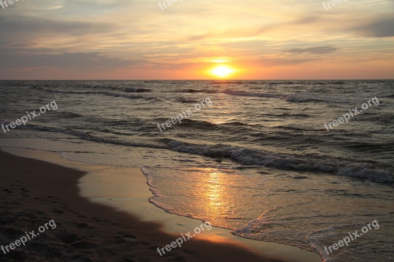 Sea Holidays Sunset Landscape The Baltic Sea