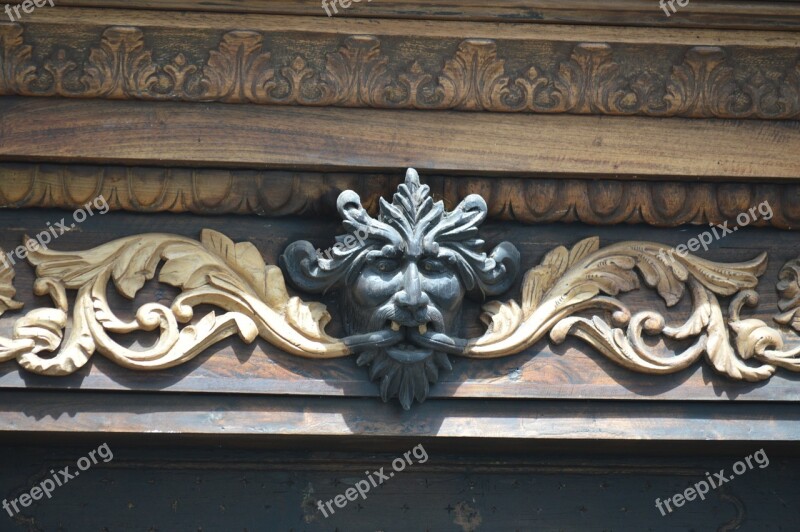 Devil Carving Wood Architecture Draught Free Photos